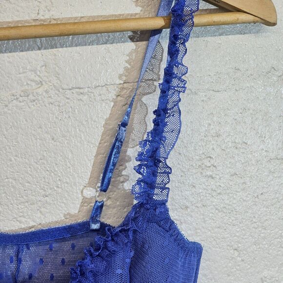 Frederick's of Hollywood Purple lace Tie Front Nightie Lingerie Babydoll Teddy - Picture 2 of 11